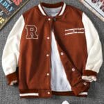 Boys Letter Graphic Striped Trim Varsity Jacket Without Tee