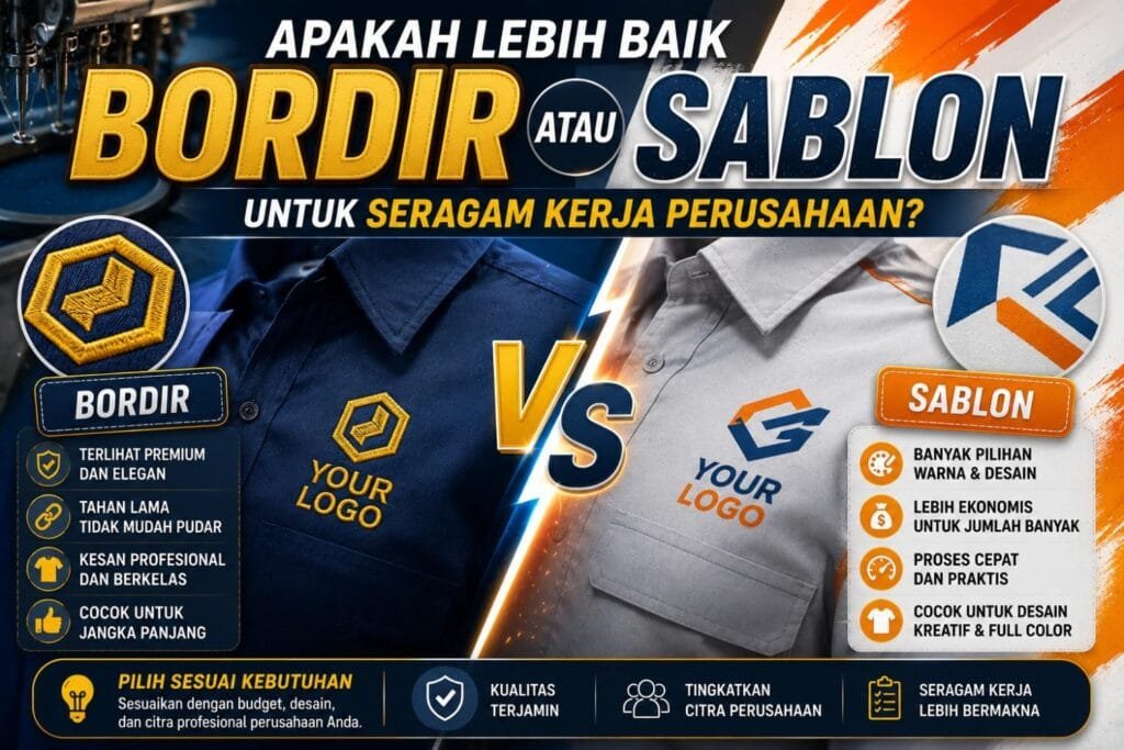 Bordir atau Sablon Seragam Kerja