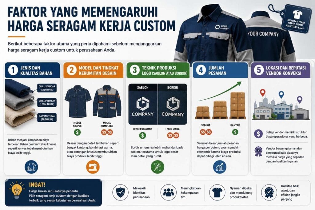 Faktor yang Memengaruhi Harga Seragam Kerja Custom