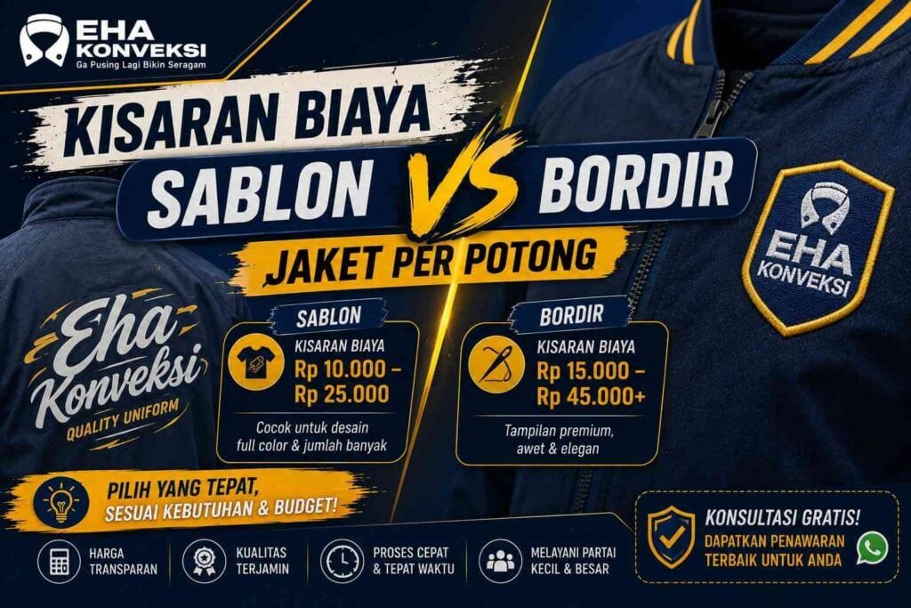 Biaya Sablon vs Bordir Jaket - Konveksi Jaket