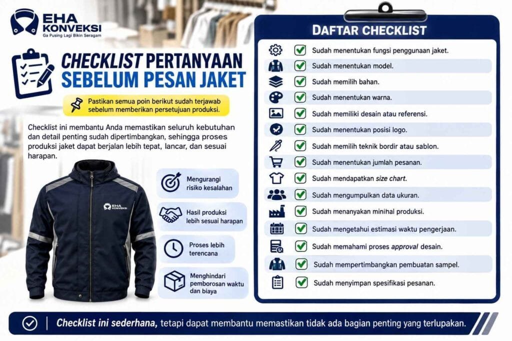 Checklist Pertanyaan Sebelum Pesan Jaket - Konveksi Jaket