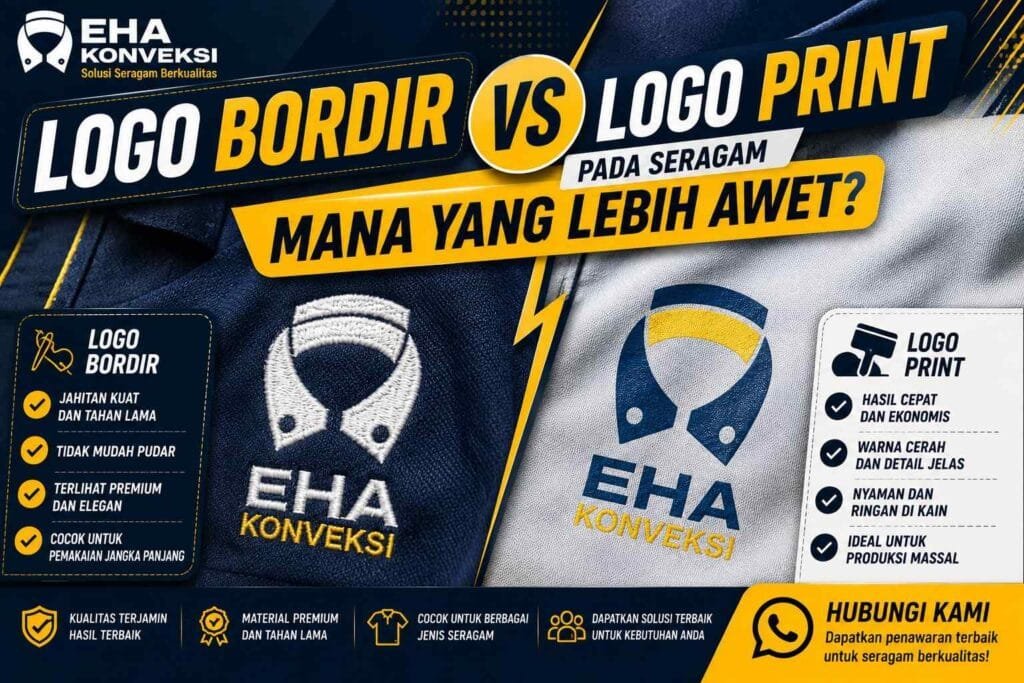 Logo Bordir vs Logo Print pada Seragam - Konveksi Seragam