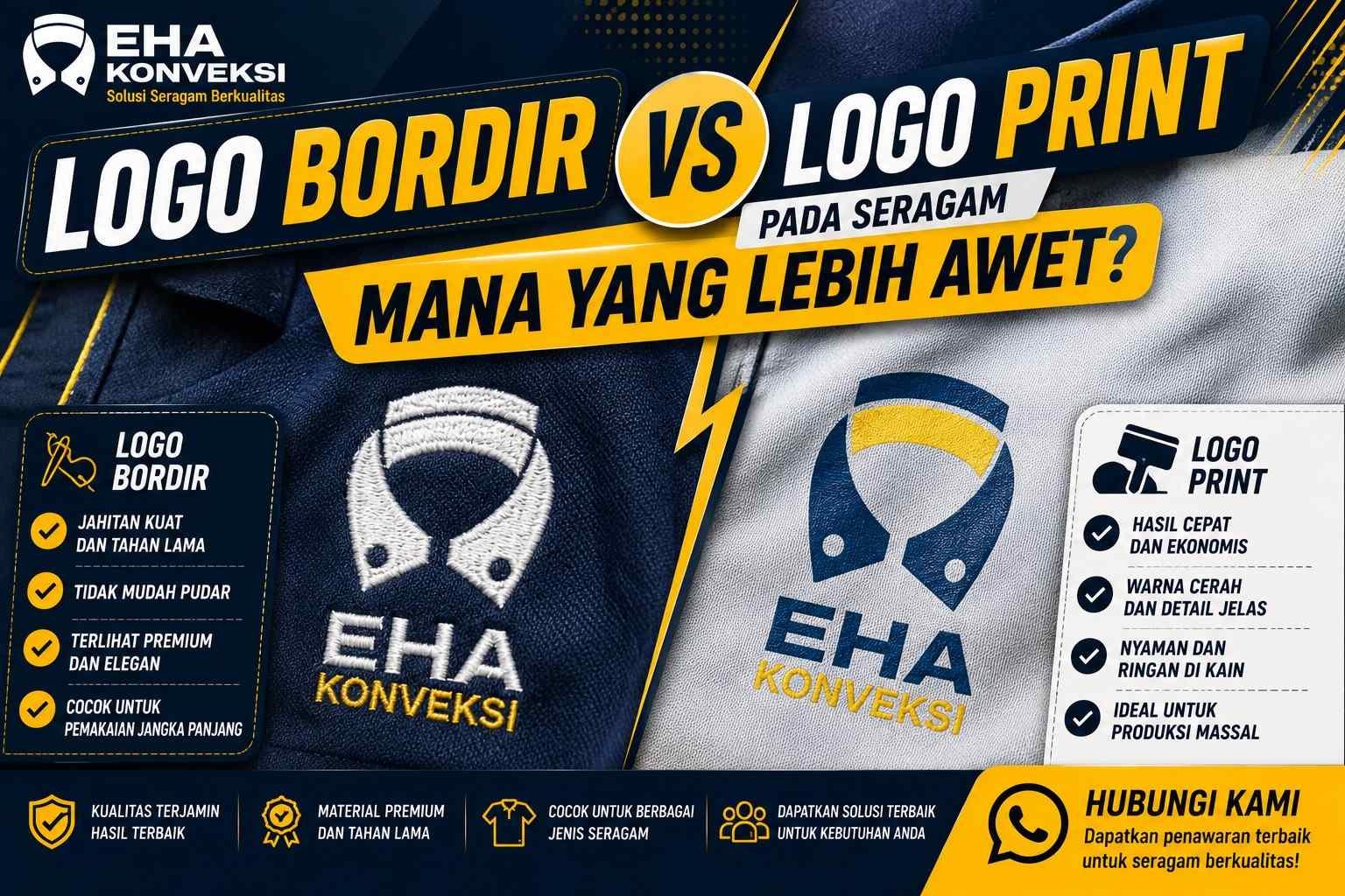 Logo Bordir vs Logo Print pada Seragam - Konveksi Seragam