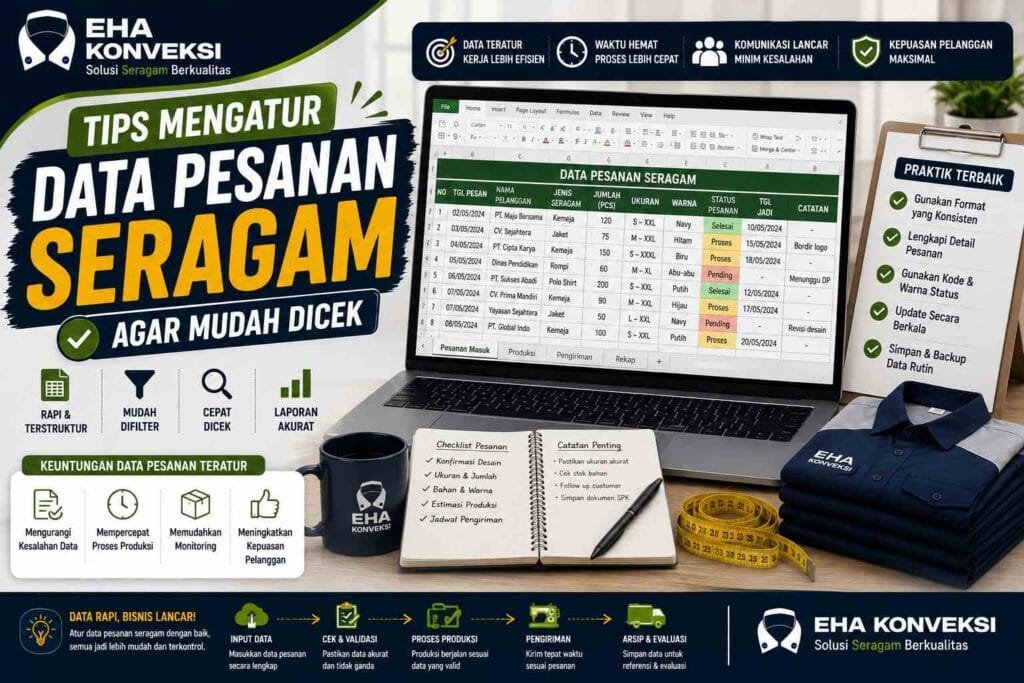 Tips Mengatur Data Pesanan Seragam agar Mudah Dicek - Konveksi Seragam