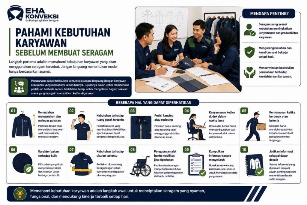 Pahami Kebutuhan Karyawan Sebelum Membuat Seragam - Konveksi Seragam