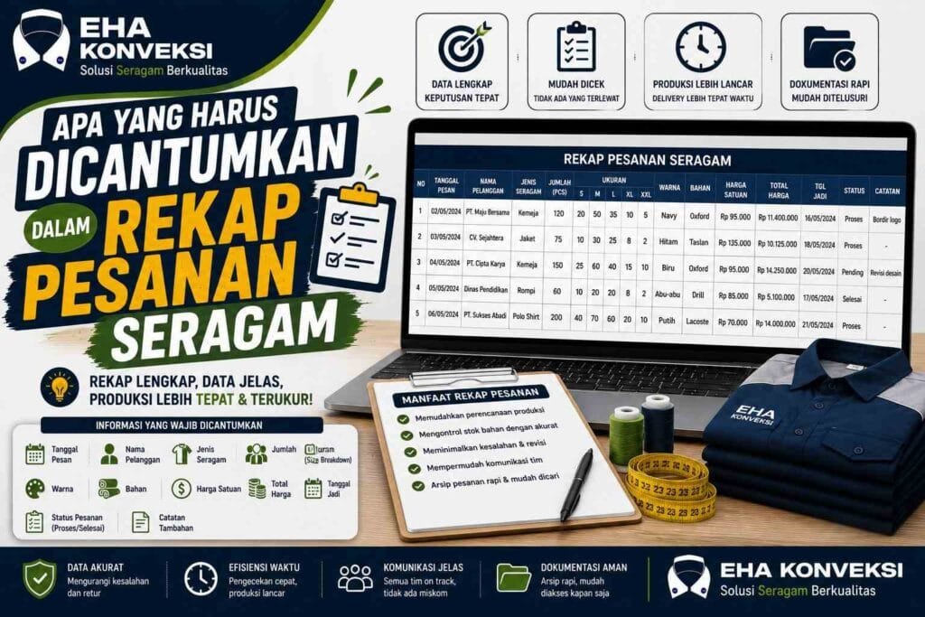 Rekap Pesanan Seragam - Konveksi Seragam
