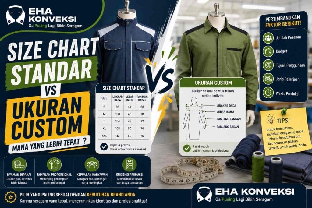 Size Chart Standar vs Ukuran Custom - Konveksi Seragam