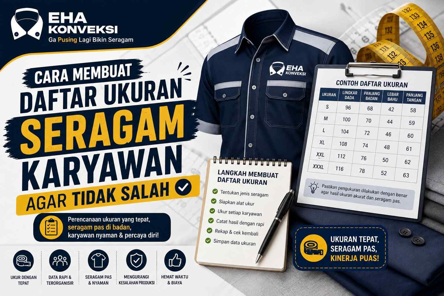 daftar ukuran seragam karyawan - Konveksi Seragam