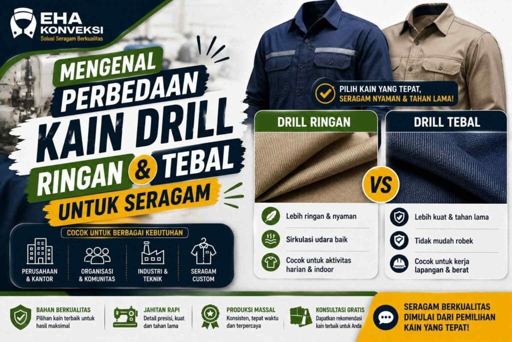 drill ringan dan drill tebal - Konveksi Seragam
