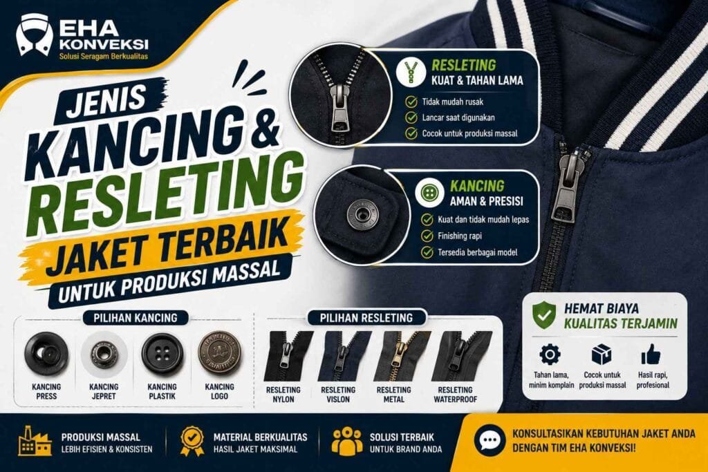 jenis kancing dan resleting jaket - Konveksi Jaket