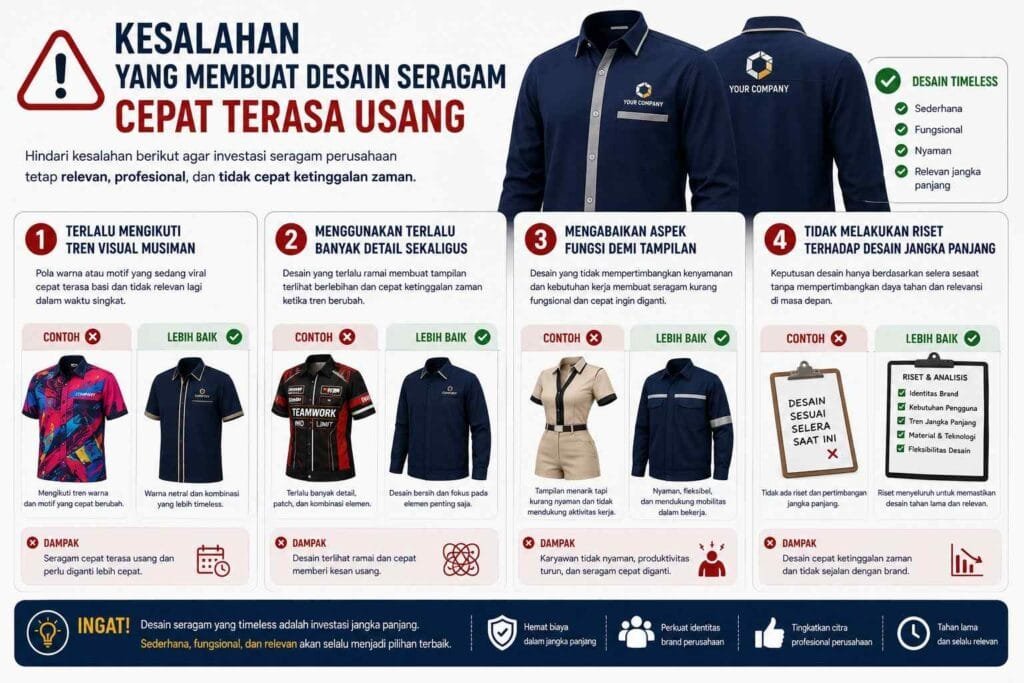 kesalahan yang membuat desain seragam cepat terasa usang