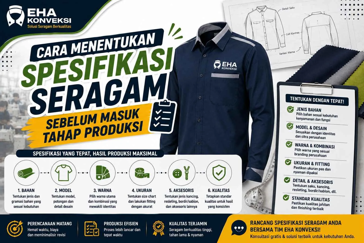 spesifikasi seragam sebelum produksi - Konveksi Seragam