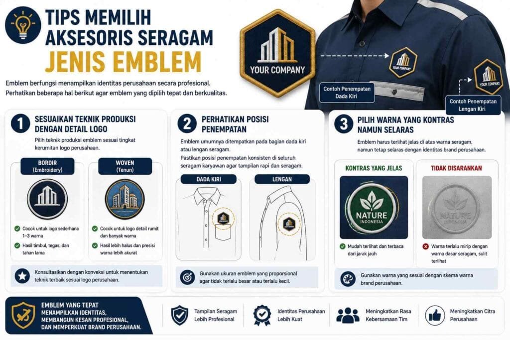 tips memilih aksesoris emblem untuk seragam kerja