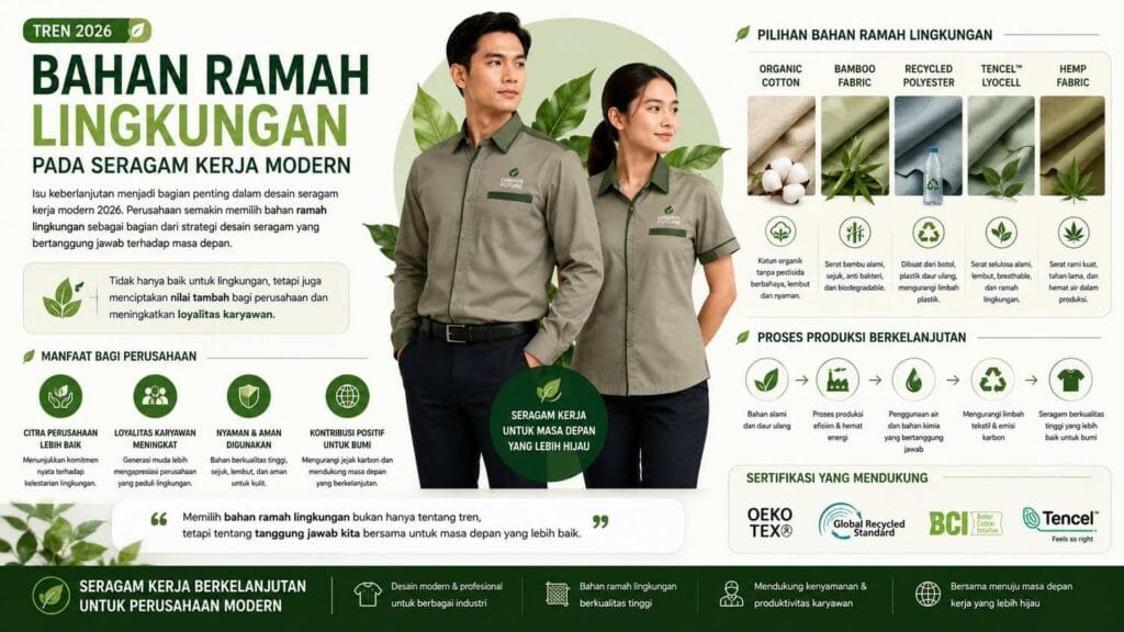 tren bahan ramah lingkungan pada seragam kerja 2026 - Konveksi Seragam
