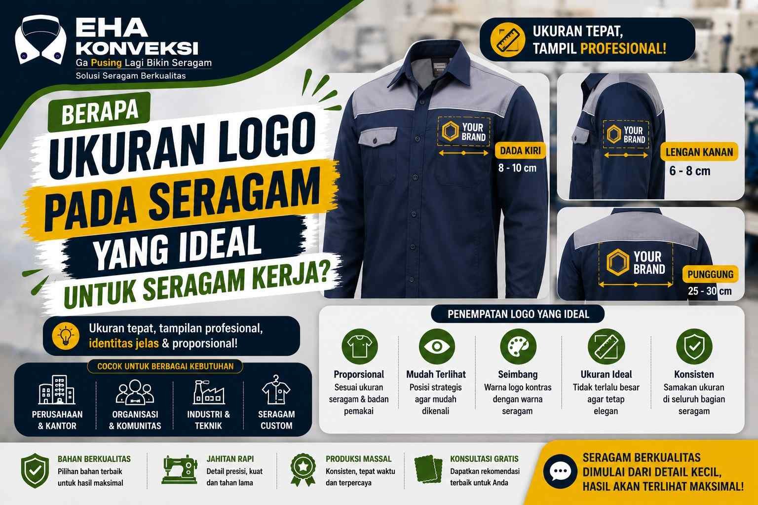 ukuran logo pada seragam
