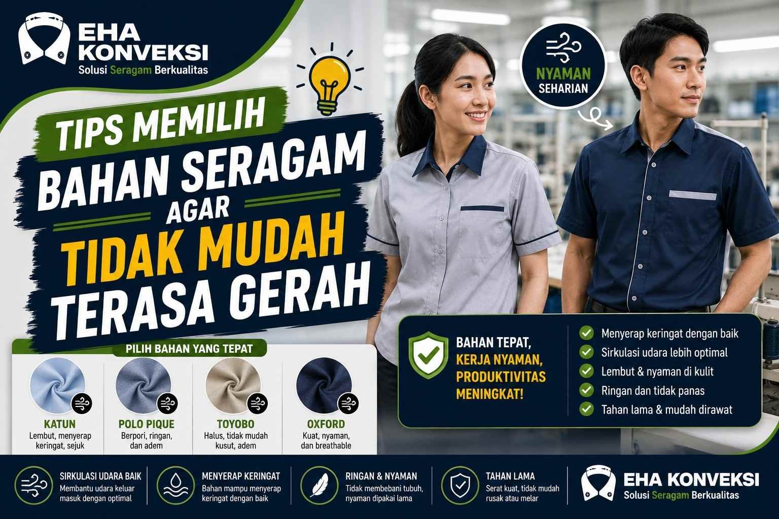 bahan seragam agar tidak gerah - Konveksi Seragam