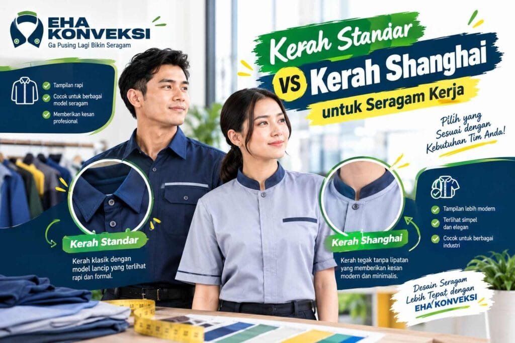 kerah standar vs kerah Shanghai - Konveksi Seragam