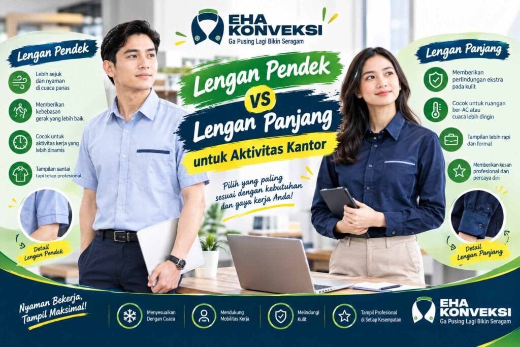 lengan pendek vs lengan panjang untuk aktivitas kantor - konveksi seragam