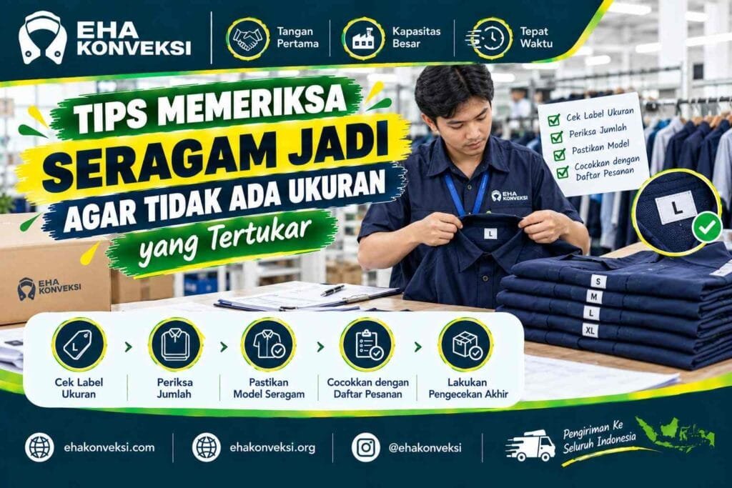 memeriksa ukuran seragam jadi - Konveksi Seragam