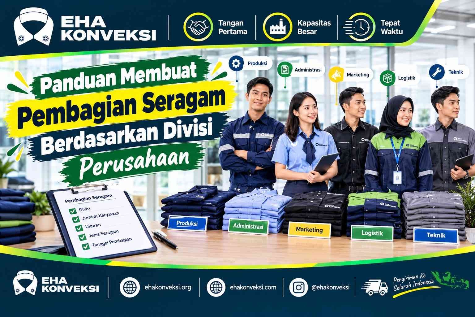 pembagian seragam berdasarkan divisi - Konveksi Seragam
