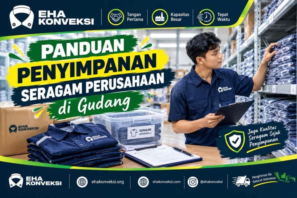 penyimpanan seragam perusahaan di gudang - Konveksi Seragam