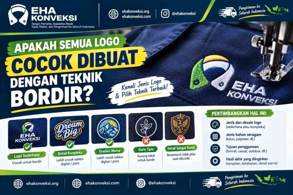 semua logo cocok dibuat dengan teknik bordir - Konveksi Seragam