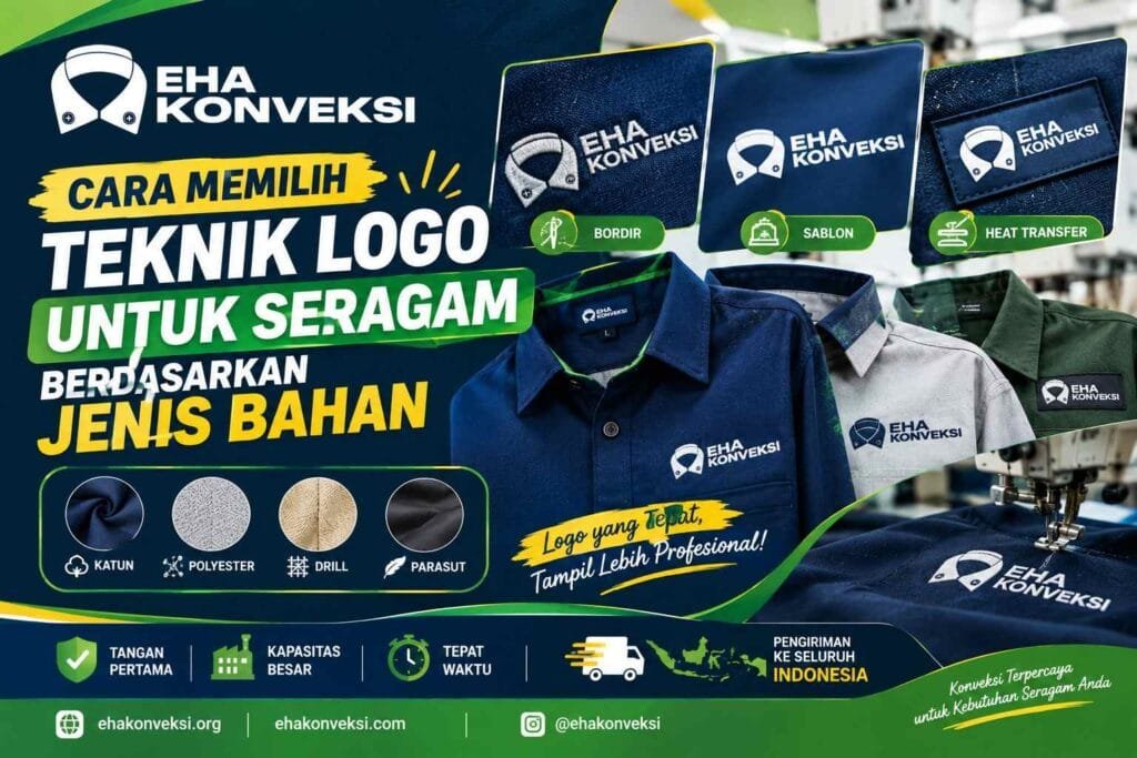 teknik logo untuk seragam berdasarkan jenis bahan - Konveksi Seragam