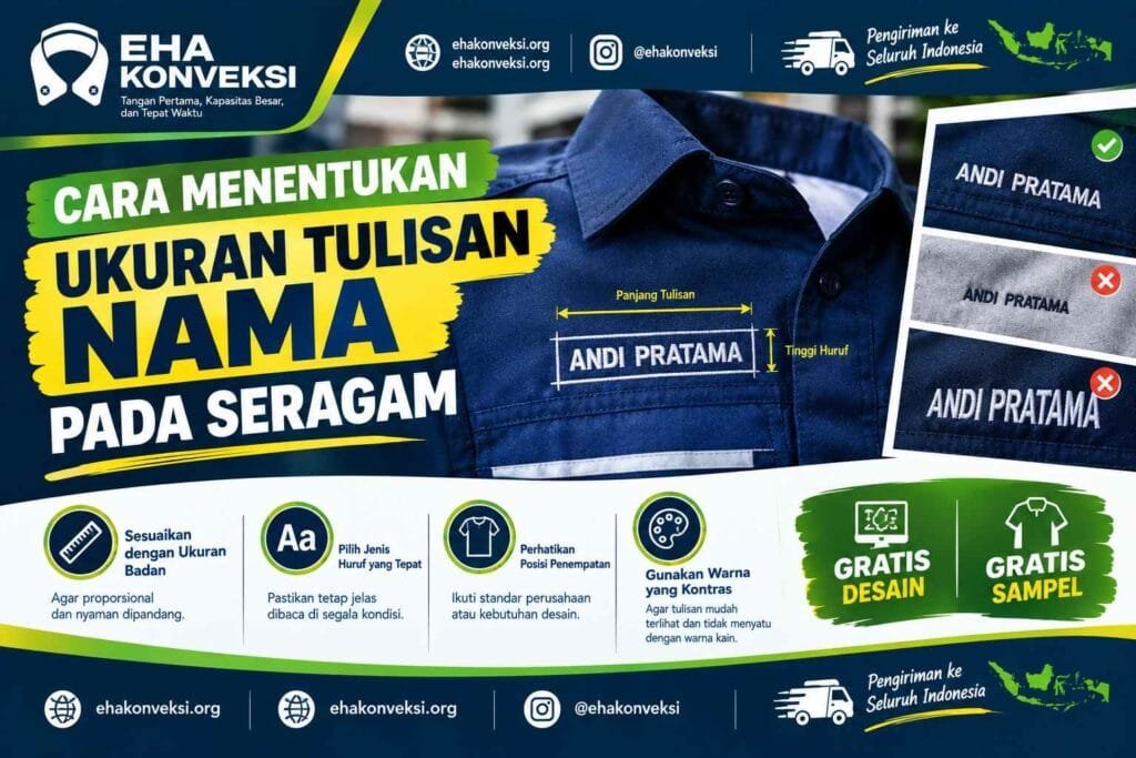 ukuran tulisan nama pada seragam - Konveksi Seragam
