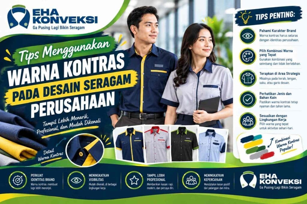 warna kontras pada seragam perusahaan - konveksi Seragam