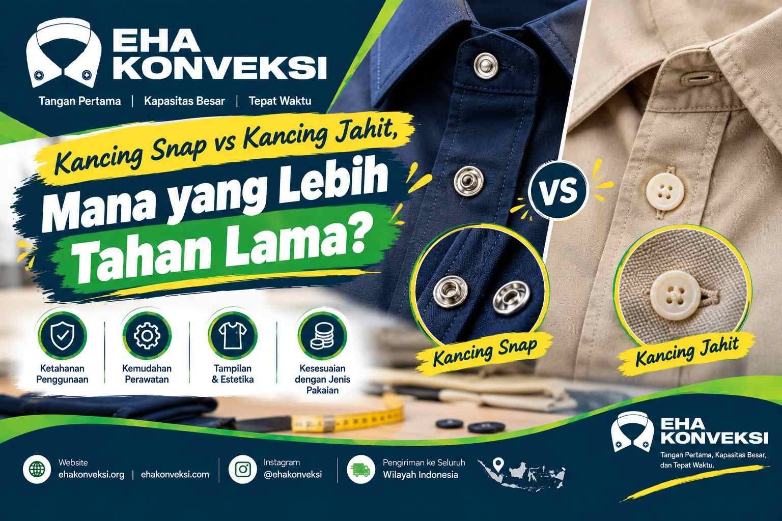Kancing Snap vs Kancing Jahit - Konveksi Seragam